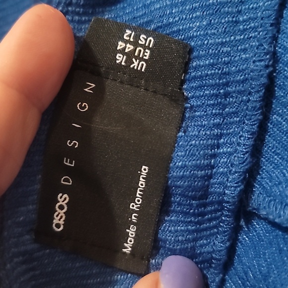 asos wide leg pleat front blue trouser pants 12 nwot - Picture 5 of 8